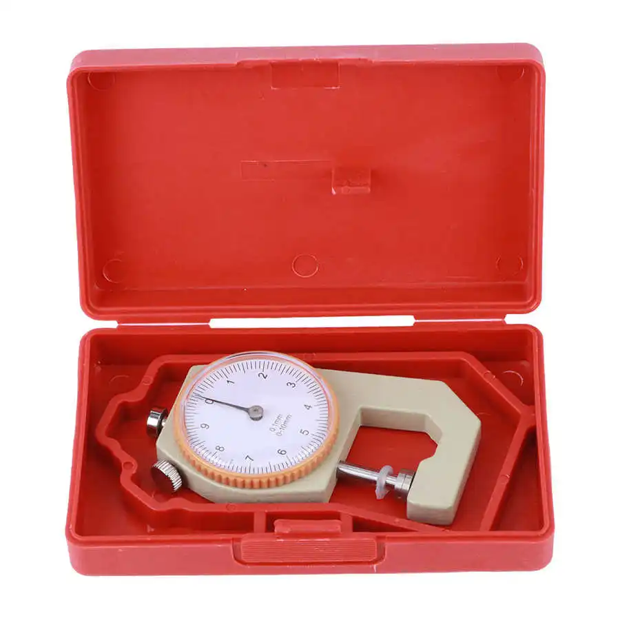 Portable 0-10mm Thickness Gauge Silver Aluminum Alloy High Accuracy Film Paper Jewelry Leather Thickness Meter Measuring Tool
