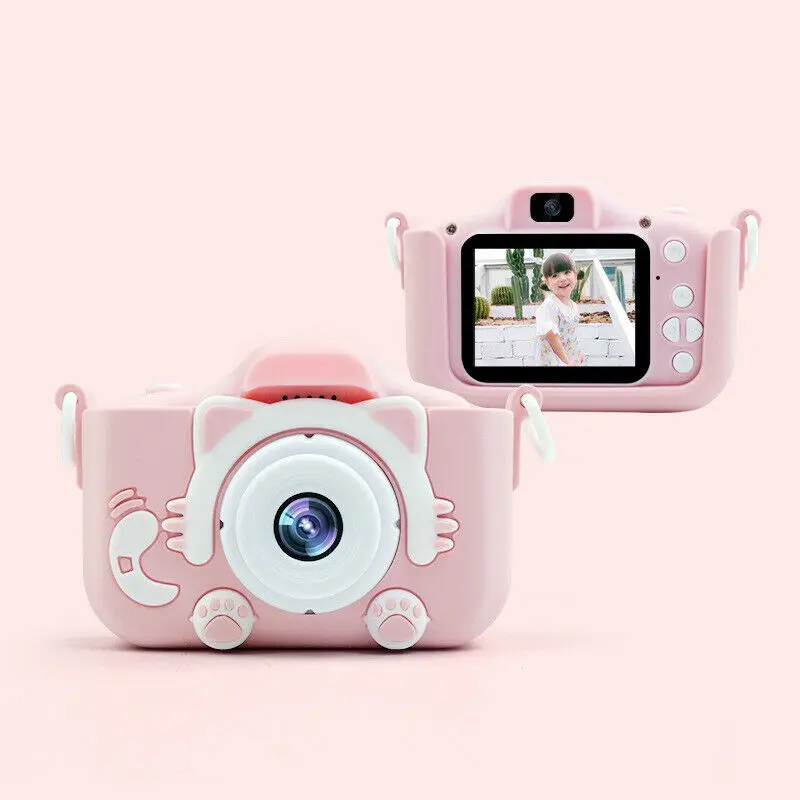 Детская мини-камера, детские развивающие игрушки для детей, подарок на день рождения, цифровая камера 1080 P, проекционная видеокамера - Цвет: Pink