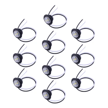 

CITALL 12V 10Pcs New White Round 3 LED Button Rear Side Mini Marker Light Lamp Fit for Car Truck Lorry