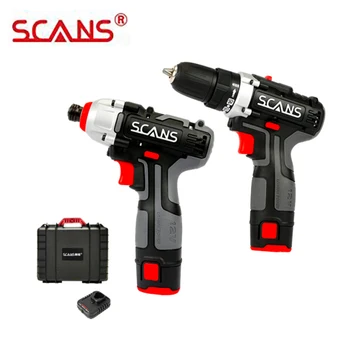 

SCANS K211 Tools 12V Cordless Power Tools Li-ion Drill and Compact Driver Combo Kit with 2*2.0Ah Batteries