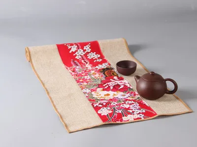 red with white Китайский стиль лоскутный настольный бегун натуральный хлопково-льняной домашний декор обеденный стол коврик чайный стол ткань Прямоугольник Коврик - Цвет: red with white