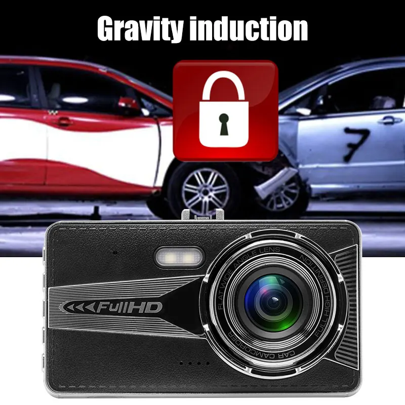 Автомобильный видеорегистратор Dash camera ультратонкий рекордер для вождения камера ночного видения авто двойной объектив сенсорный экран портативный
