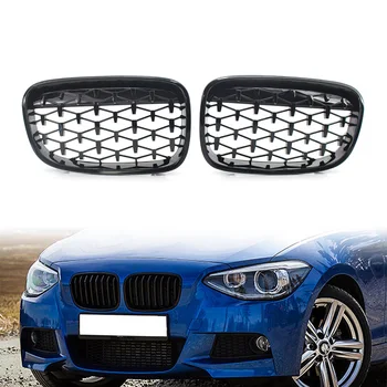 

ABS Car Front Kidney Grill For 2011 2012 2013 2014 BMW F20 118i 120i 125i 1Series Glossy Black Diamond Meteor Style Grille