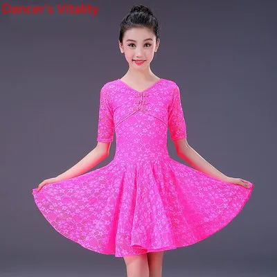 Only Dress as photo Одежда для латинского танца, детский костюм для выступлений, профессиональное элегантное кружевное платье, костюм для соревнований Румба Самба фокстрот - Цвет: Only Dress as photo