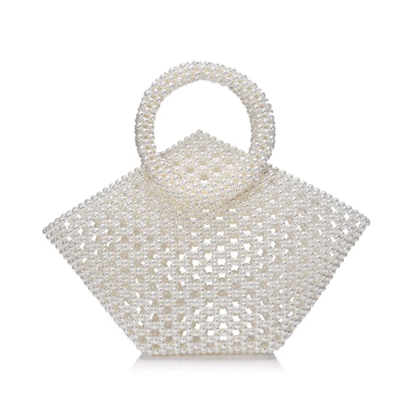 

2019 New Style Pearl Bag Women's Shoulder Woven Bag Online Celebrity INS Handmade Bag Versatile Handbag