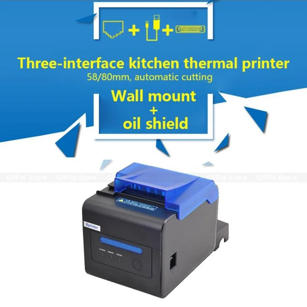 

Wifi or LAN Interface Could Thermal Receipt printer with Auto Cutter Use as Kitchen Printer no need Ink and Ribbon free paper