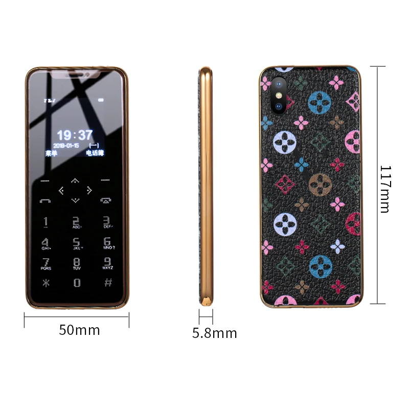 Ультратонкий кожаный чехол с металлической рамкой, маленький мобильный телефон, Bluetooth Dialer, две sim-карты, детский телефон, сенсорный ключ, вибрация