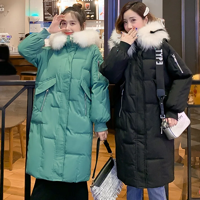 

2019 Winter Korean-style Fashion Mid-length Thick Fur Collar Cotton Coat Large GIRL'S Large Size WOMEN'S Coat