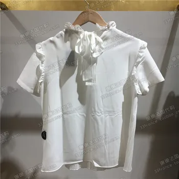 

18 Pure Beauty Pleated Lotus Leaf Edge Clothing Back Bow Shirt Lamou83121