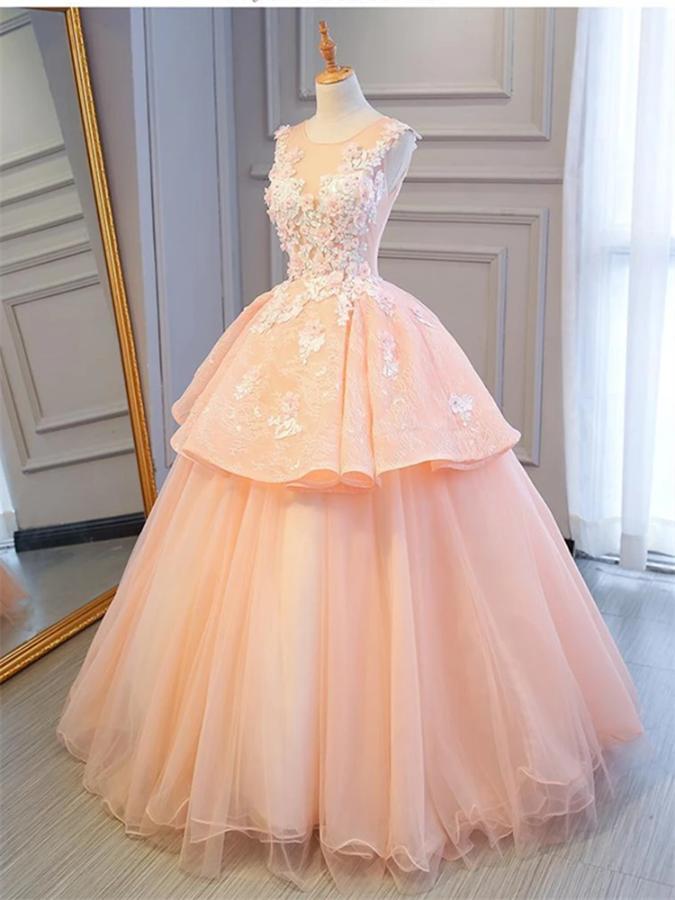 Это Yiya свадебное платье Элегантные аппликации Robe De Mariee с круглым вырезом Свадебное платье плюс размер длинное свадебное бальное платье CH135