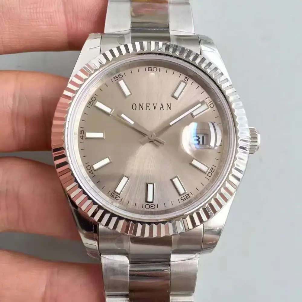 

Free Ship Date Just Gray Dial Date 40MM Automatic Movement Sapphire stainless steel Original buckle Cal.2813 Luxury Brand Watch