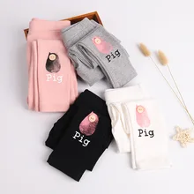 Весна, новые стильные леггинсы для девочек, милые детские леггинсы с принтом «Свинка», детская одежда