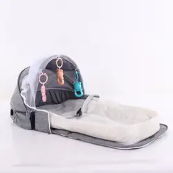 Sac à dos Portable avec jouets pour bébé, lit pliable, Protection solaire, moustiquaire, panier de couchage respirant pour nourrissons 