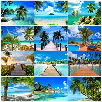 

HUACAN Diamond Painting 5D Seaside Scenery Full Square Diamond Mosaic Landscape Home Decoration Gift