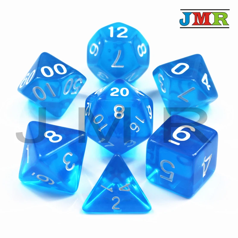 

Colorful Transparent 7pcDie Set with Candy Effect Poker Game Dice,Blue Color D&d D4,d6,d8,d10,d12,d20 for Rpg Deskgame