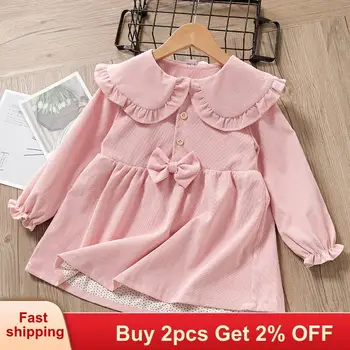 

Baby girl dress New Autumn Winter Newborn Girls Bow Solid Color Clothing Suits Doll Collar Infant Girl Clothes dresses for girls