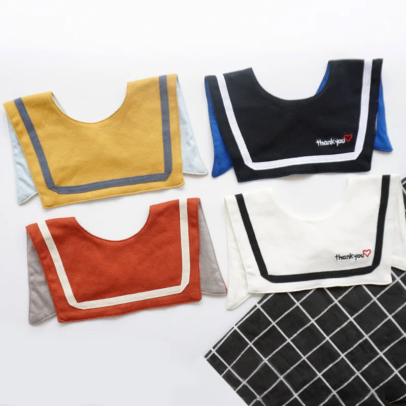 

Ins Campus Style Infant Baby Bib Square Cotton Baby Saliva Towel Children's Fake Collar Bib 0-2 Years Old Korean Style
