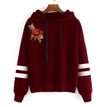 

Flower embroidery 2020 New Design Hot Sale Hoodies Sweatshirts Women Casual Kawaii Harajuku Sweat Girls European Tops Korean