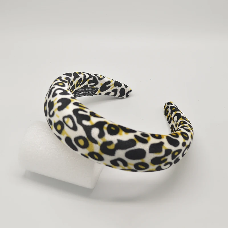 Leopard Thick Velvet Headband Women Wide Hairbands Girls Hair Accessories Fashion Head Band Hair Hoop Head Wraps Wholesale - Цвет: Leopard F