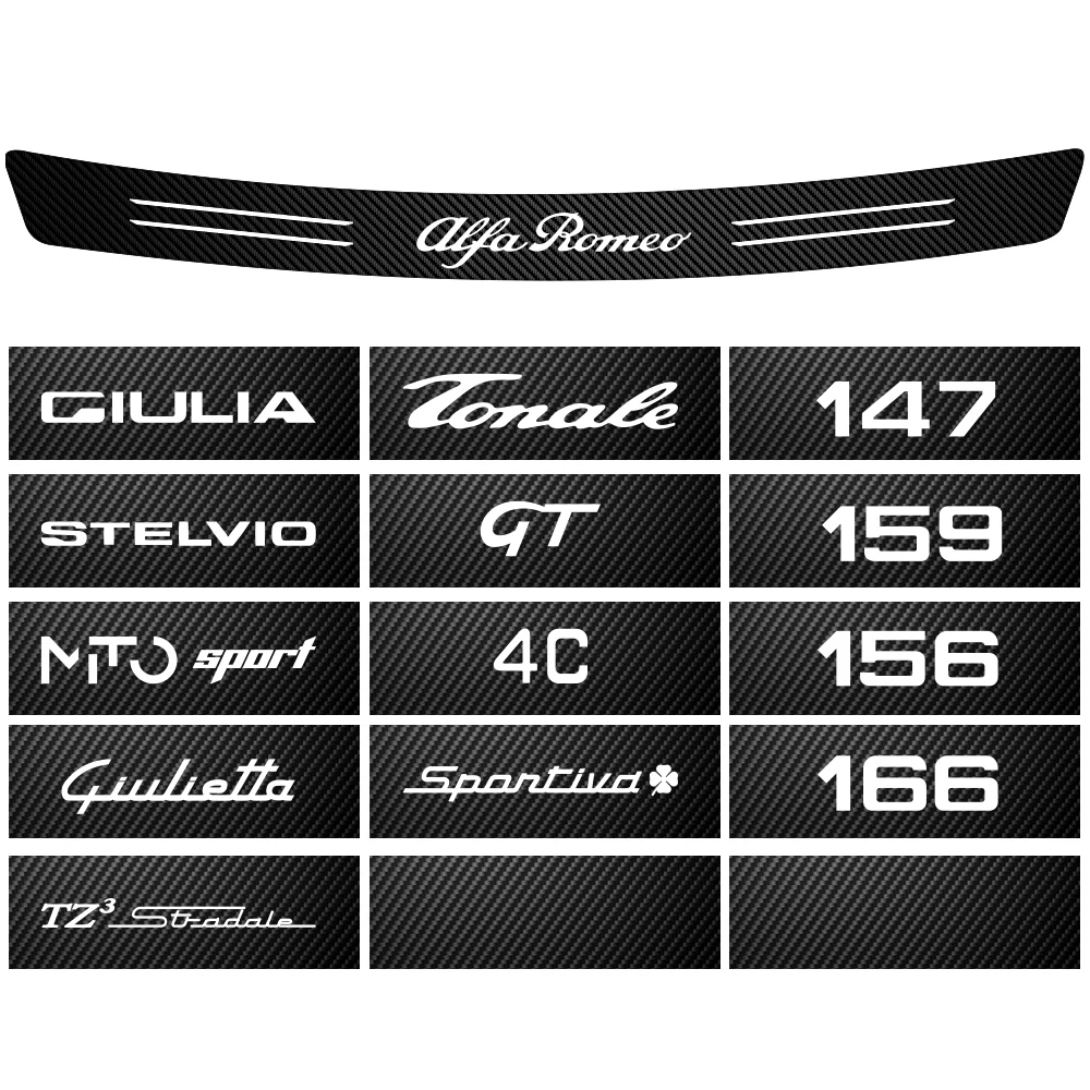 1Pcs 3D Carbon Fiber Trunk Anti-friction Stickers For Alfa Romeo 159 147 156 Giulietta Mito 166 Giulia GT Tonale Car Accessories