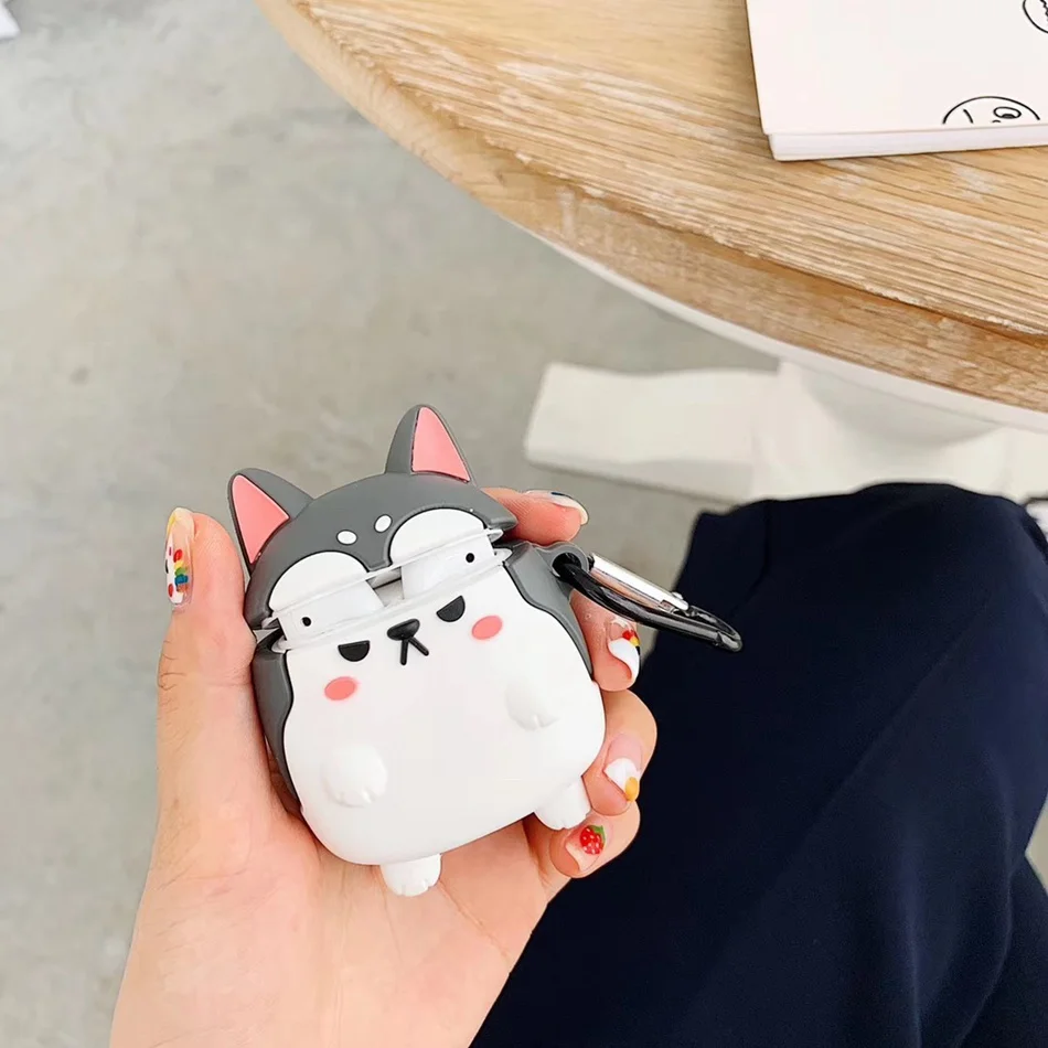 Милый силиконовый наушник чехол для Airpods 2 Чехол Собака Рыба мультипликационные наушники чехол для Apple Air pods чехол для Earpods брелок - Цвет: 400-A
