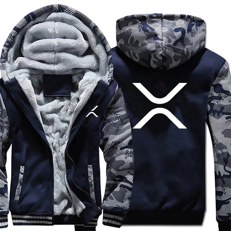 XRP (Ripple) Hoodies Men Cool Winter Thicken Wool Liner Cryptocurrency Crypto Sweatshirts Pullover 2