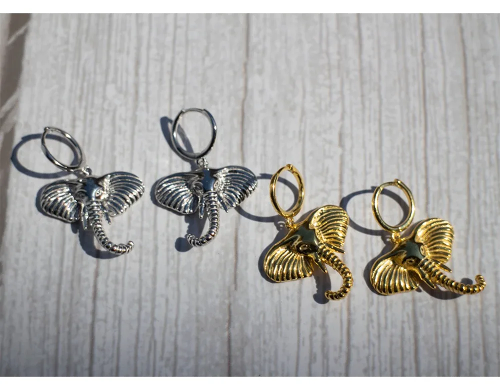 Серьги из стерлингового серебра 925 пробы, модные, милые, Преувеличенные, с слоном, короткие серьги-капли, кольцо для ушей, индивидуальный тренд, женские серьги jewe