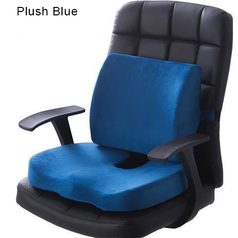 2 шт. ортопедические пены памяти Автомобильное сиденье Подушка задняя подушка набор медленный отскок для офисного стула поддержка талии копчик облегчение боли - Цвет: Plush Blue