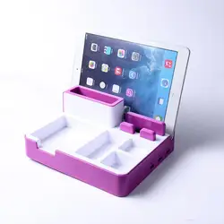Soporte de bolígrafo de escritorio para oficina, soporte de carga para teléfono, tableta y teléfono