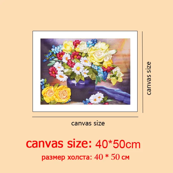 C-0328 40x50cm 3D Набор для вышивки лентами, Набор для вышивания, рукоделие, вышивка крестом, вышивка для начинающих, рукоделие - Цвет: C-0328 40x50cm