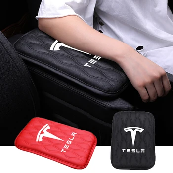 

PU Leather Car Handrest Armrest Box Mats Cover Hand Pillow Pad For Tesla Model 3 Model X Model S car Accessories