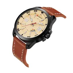 CURREN спортивные часы из натуральной кожи ремешок наручные часы эксклюзивный бренд военные часы Ретро Мужские часы водонепроницаемые Erkek Kol
