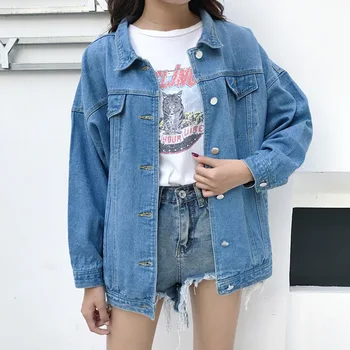 

women drop shoulder denim jacket 2020 Spring Autumn Cowboy Jacket Loose Cropped Jacket