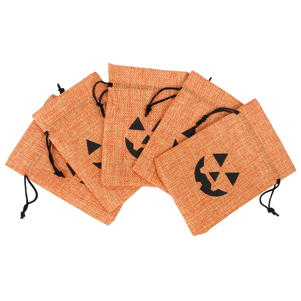 10×14 50Pcs/Lot Pumpkin Drawstring Gift Bag Holloween Party Decoration Pouches Festival Jewelry Packing Sachet Can Print Logo