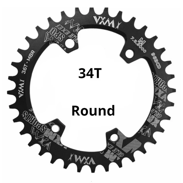 Передняя Звездочка VXM 30T 32T 34T 36T 38T 96BCD Овальная Круглая Звездочка дорожная велосипедная Звездочка для M7000 M8000 M9000 - Цвет: black 34T Round