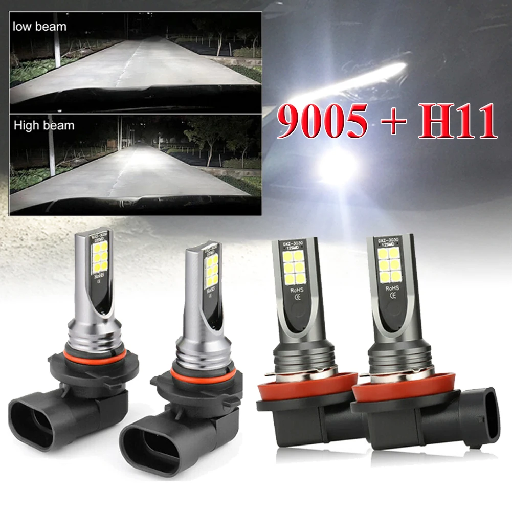 

Combo LED Mini 9005 + H11 Headlight Kit Bulb High Low Beam 240W 40000LM 6000K