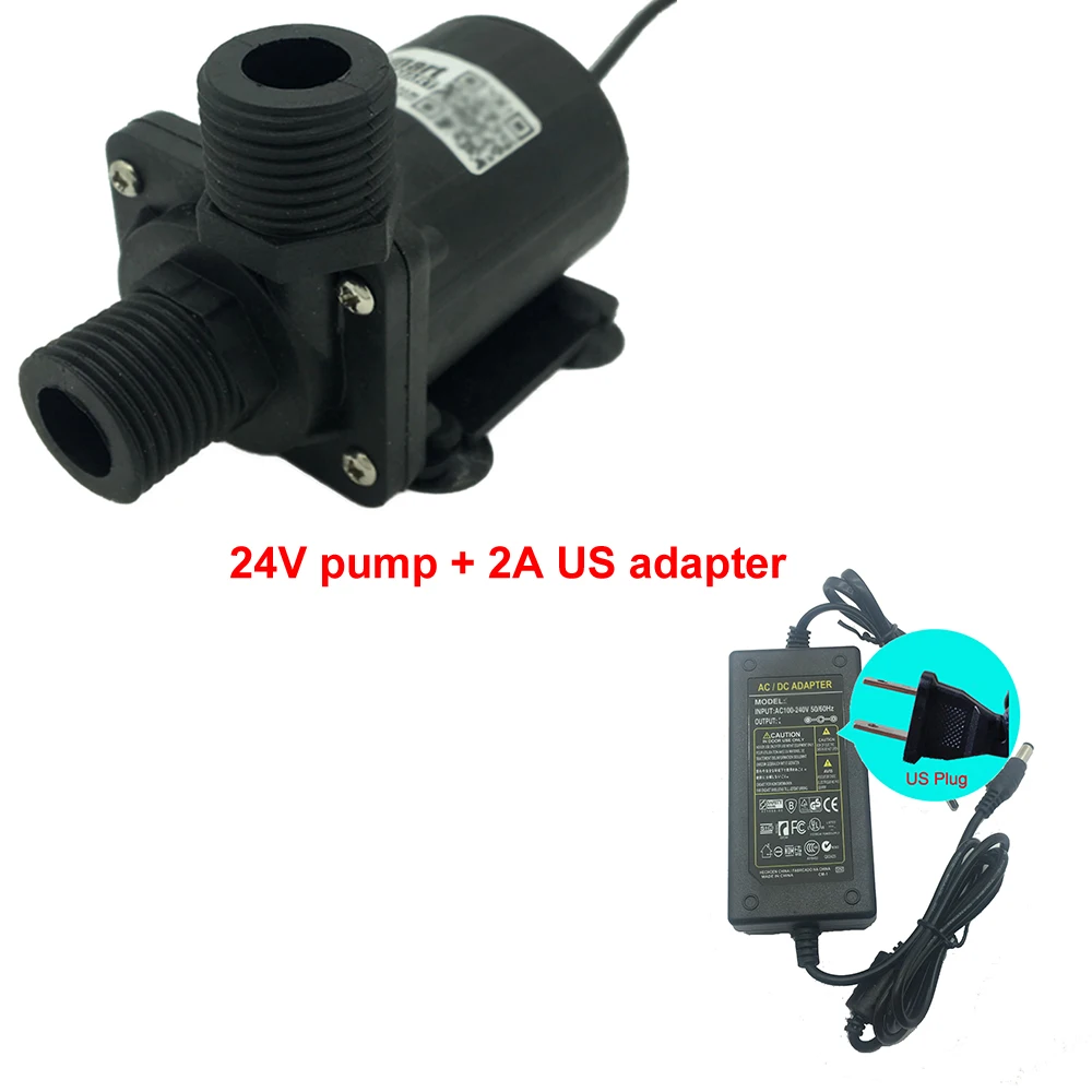 pump n 2A US adapter SR800F Мини DC погружной водяной насос 12V рыбы терапии 24V охлаждение циркулирующей воды нагреватель 340-650L/ч бустерный насос отключения звука - Напряжение: pump n 2A US adapter