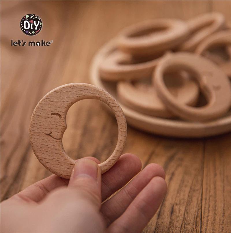 

10PC Baby Teether Wooden Beads Beech Rodent DIY Pacifier Chain Teething Bracelet Accessories Montessori Wooden Teething Toys