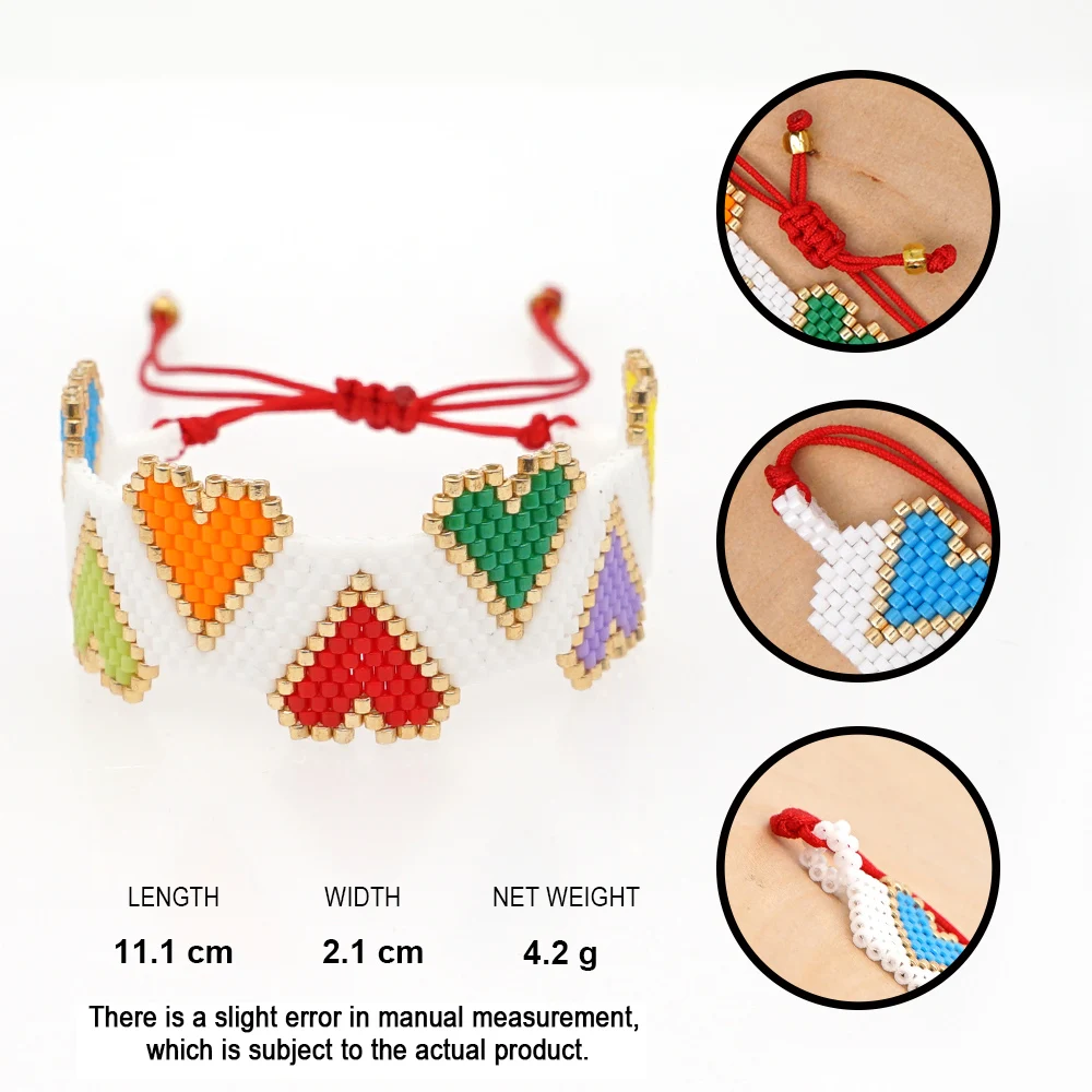 Go2boho браслеты для женщин MIYUKI браслет богемный Радуга 3D Сердце Pulsera Mujer Moda повязки Boho ручной работы ткацкий станок ювелирные изделия