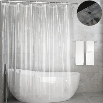 

Clear PEVA Shower Curtain Liner with Hooks Waterproof Mildew Resistant Anti-Bacterial Punch-free Shower Curtain For Bathroom