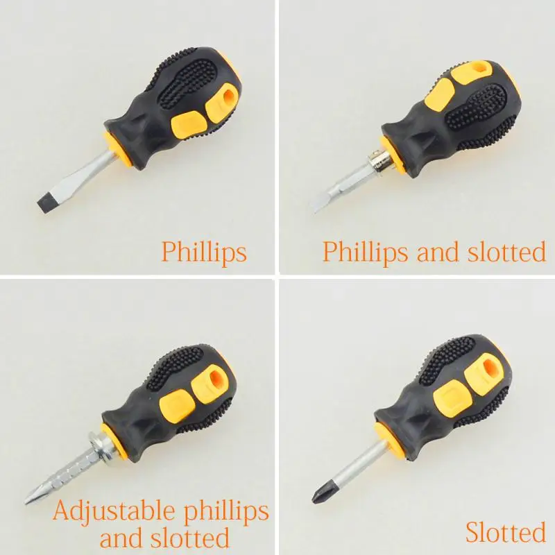 Shank Screwdriver Slotted Phillips Repair Short Hand Tools Double-Use Removable Handle Mini