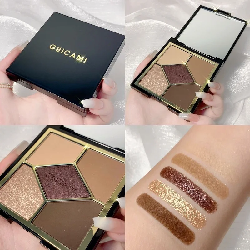 Five-color Pearlescent Eyeshadow Palette Five-color Eyeshadow Eye Makeup Palette Cosmetics Earth Color INS Popular eye shadow eye shadow plate