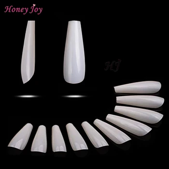 

500pcs/bag Clear Natural White Coffin Nails Long Ballerina False Nail Tips 10 Sizes Full Cover Acrylic ABS Material Fake Tip