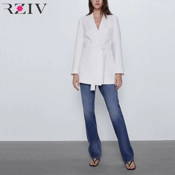 

RZIV Spring women's suit casual solid color belt decoration suit