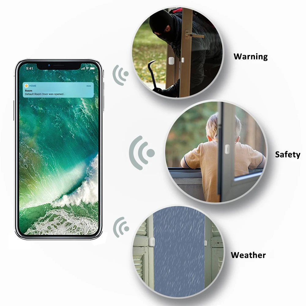 Умный беспроводной дверной оконный датчик AVATTO Tuya, WiFi дверной детектор, совместимый с Alex, Google Home IFTTT для умного дома
