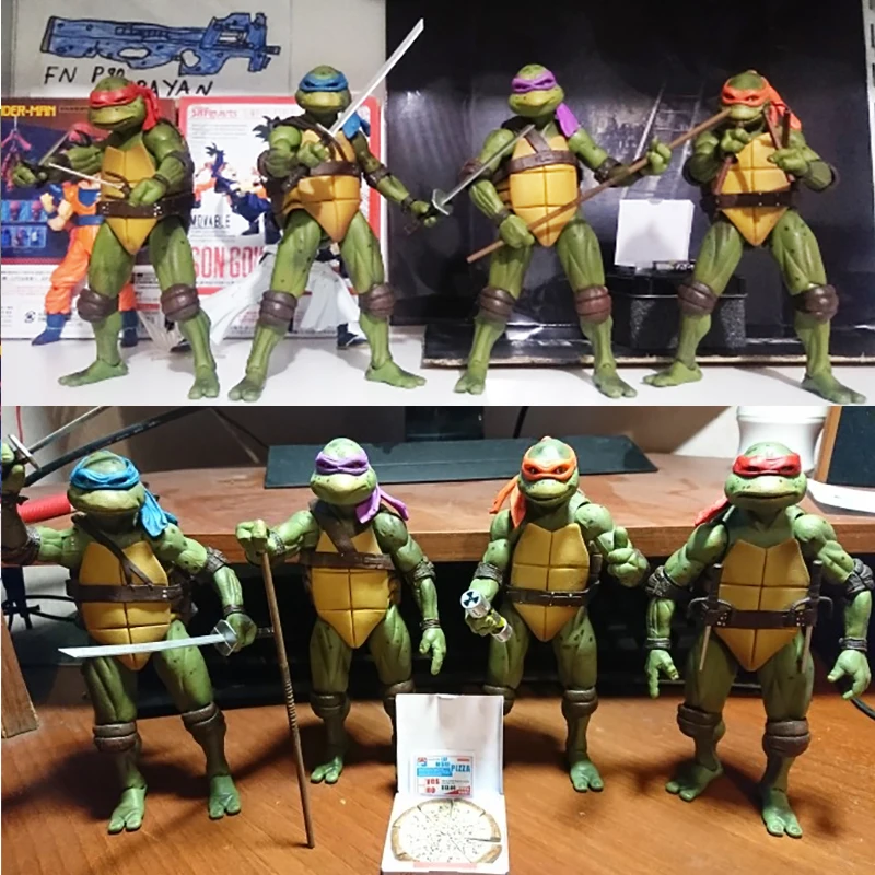 

4pcs/lot Original NECA 1990's Turtles Raphael Leonardo Michelangelo Donatello Action Figure Toys Doll Christmas Gift For Kid