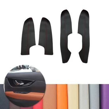 

For Nissan X-Trail Rogue 2014 2015 2016 2017 2018 4pcs Car Interior Door Armrest Panel Microfiber Leather Cover Decor