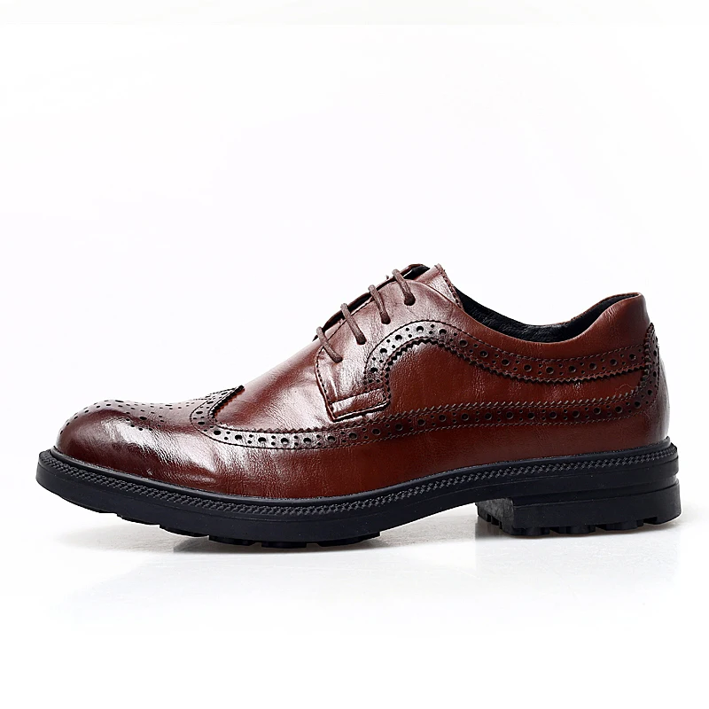 MVVT Fashion Print Genuine Leather Shoes Men Formal Dress Shoes British Gentleman Brogue Shoes Slip-On Men Oxfords Shoes