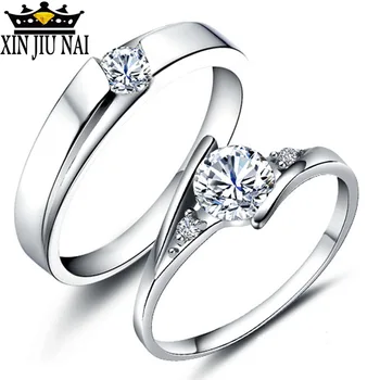 

Exquisite Fashion 925 Anillos-Silver-Jewelry Crystal Rings For Women Men Sliver Color AAA CZ Lovers Engagement/Wedding Rings