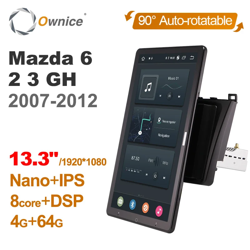 Tesla style PX6 13.3" DSP Android 10.0 Car DVD Player Auto Rotatable Navigation GPS For Mazda 6 2 3 GH 2007-2012 Stereo Radio |
